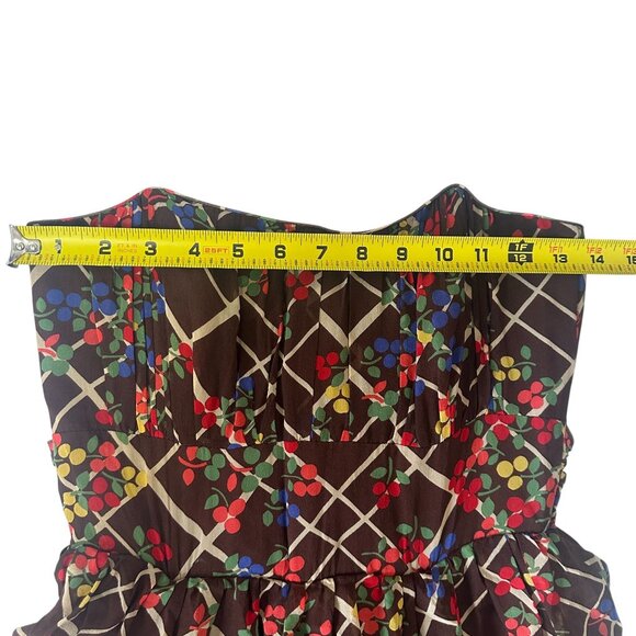 Corey lynn Calter Brown Floral Silk Strapless Fit & Flared Dress Size 4 - Picture 6 of 8